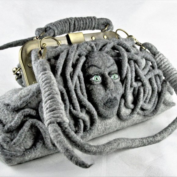 UNIQUE LARGE FELTED BAG RARE GIFT FOR WOMEN - Picture 9 of 14